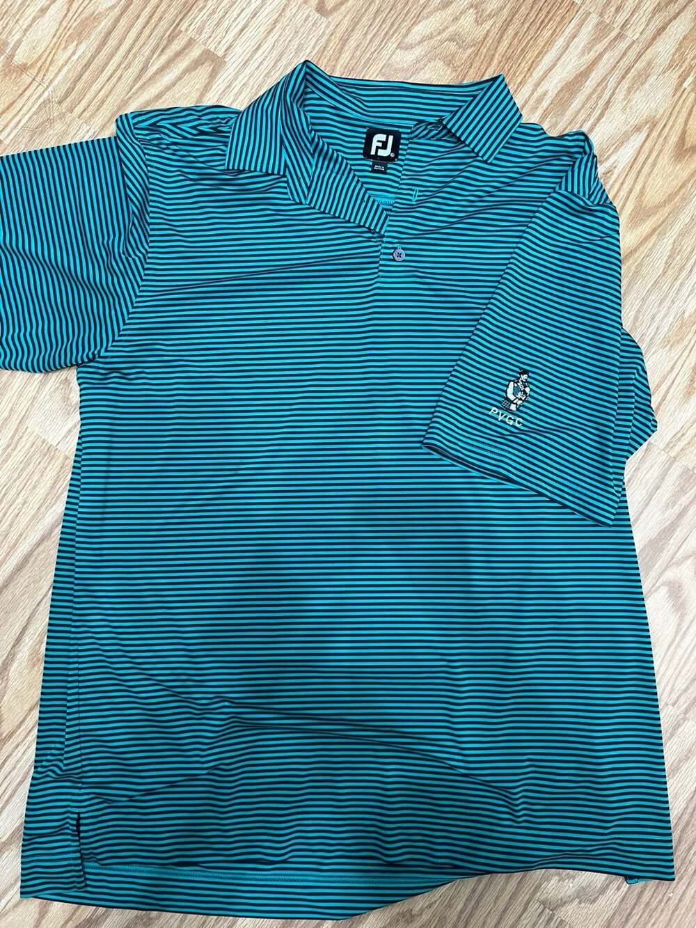 FootJoy FJ Polo Golf Shirt Teal and Navy Blue Striped XL
CC PVGC